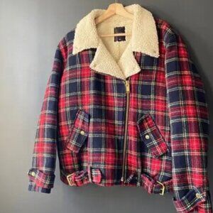 Joyrich Plaid Sherpa Wool Jacket Sz Medium
